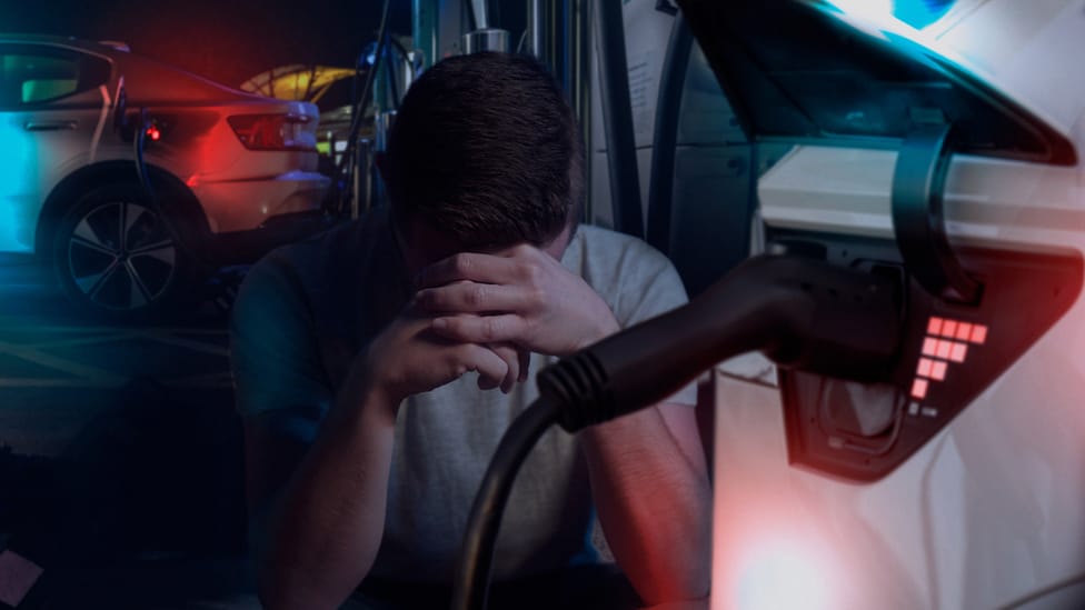 Car thief satire broken charge point