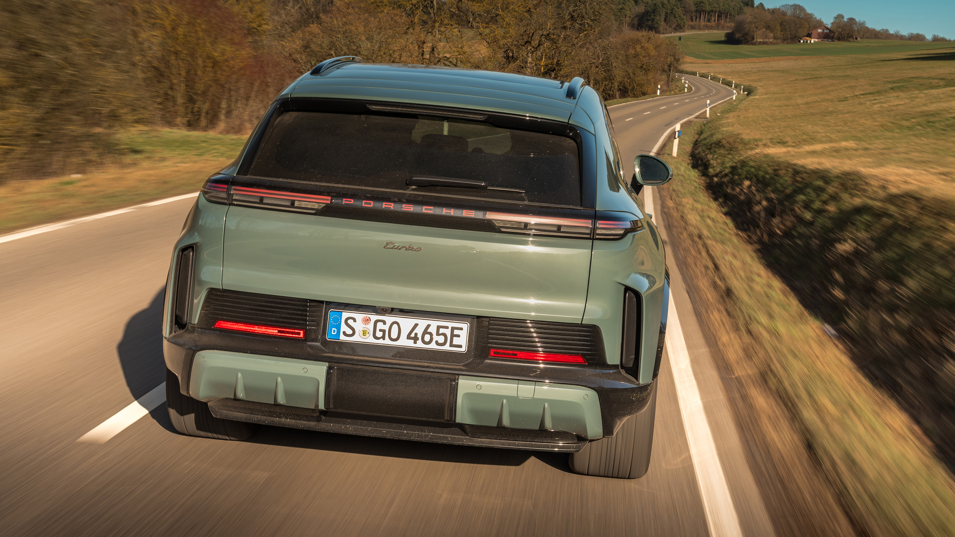 Porsche Cayenne Turbo Electric pictured from the back